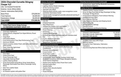 2026 Chevrolet Corvette Stingray 1LT