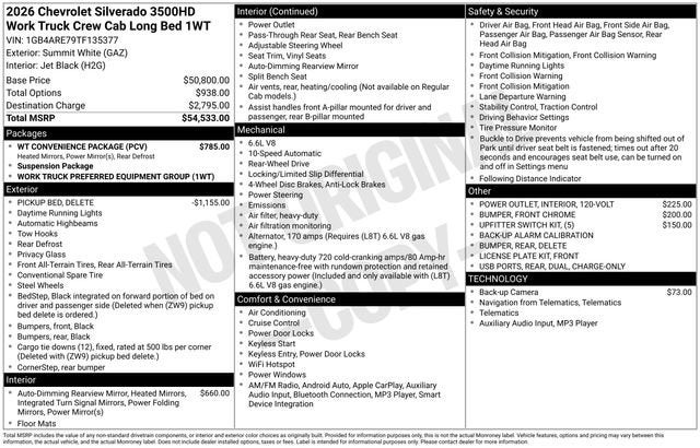 2026 Chevrolet Silverado 3500 HD WT