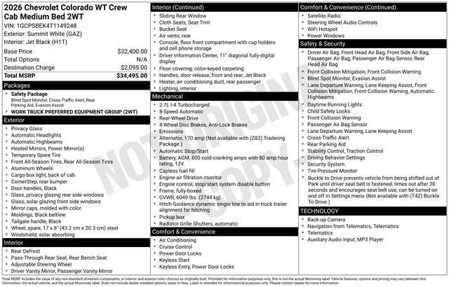 2026 Chevrolet Colorado WT