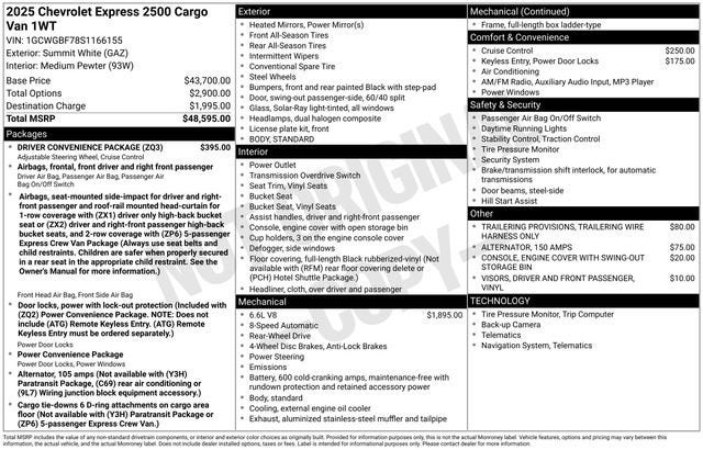 2025 Chevrolet Express Cargo 2500 WT