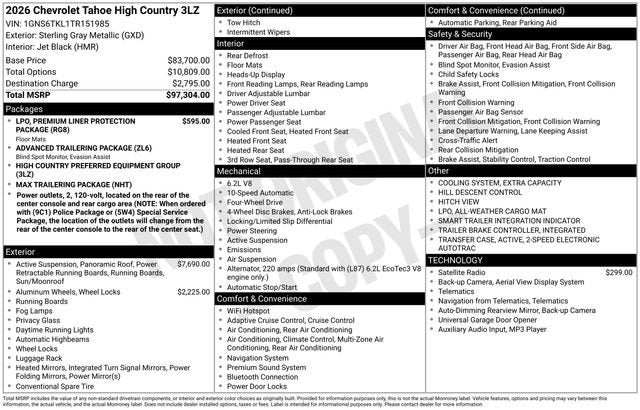 2026 Chevrolet Tahoe High Country