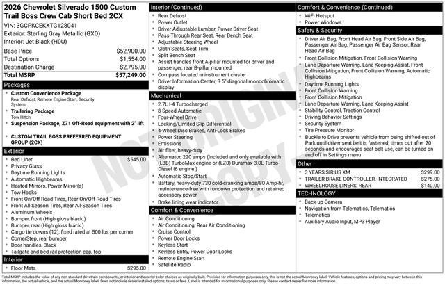 2026 Chevrolet Silverado 1500 Custom Trail Boss