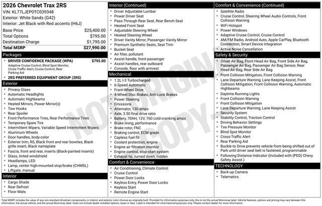 2026 Chevrolet Trax 2RS