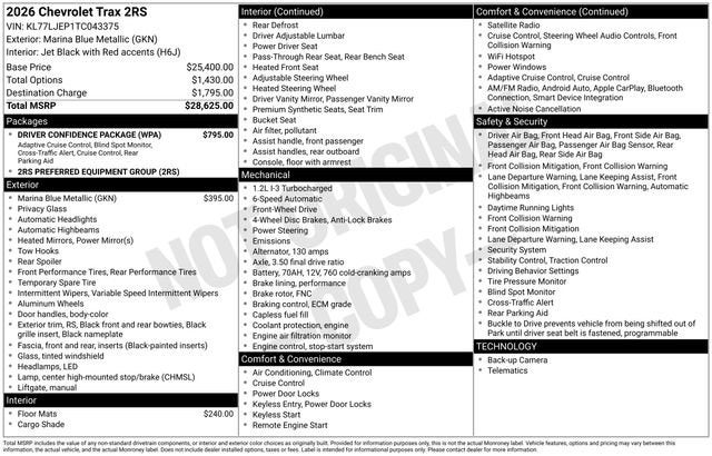 2026 Chevrolet Trax 2RS