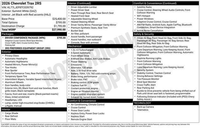 2026 Chevrolet Trax 2RS