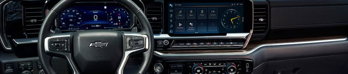 The infotainment system in the 2025 Chevrolet Silverado 1500 in Daytona Beach, FL